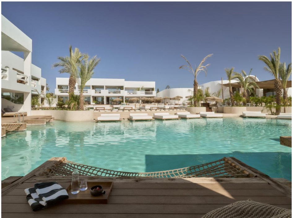A hammock over the pool deck